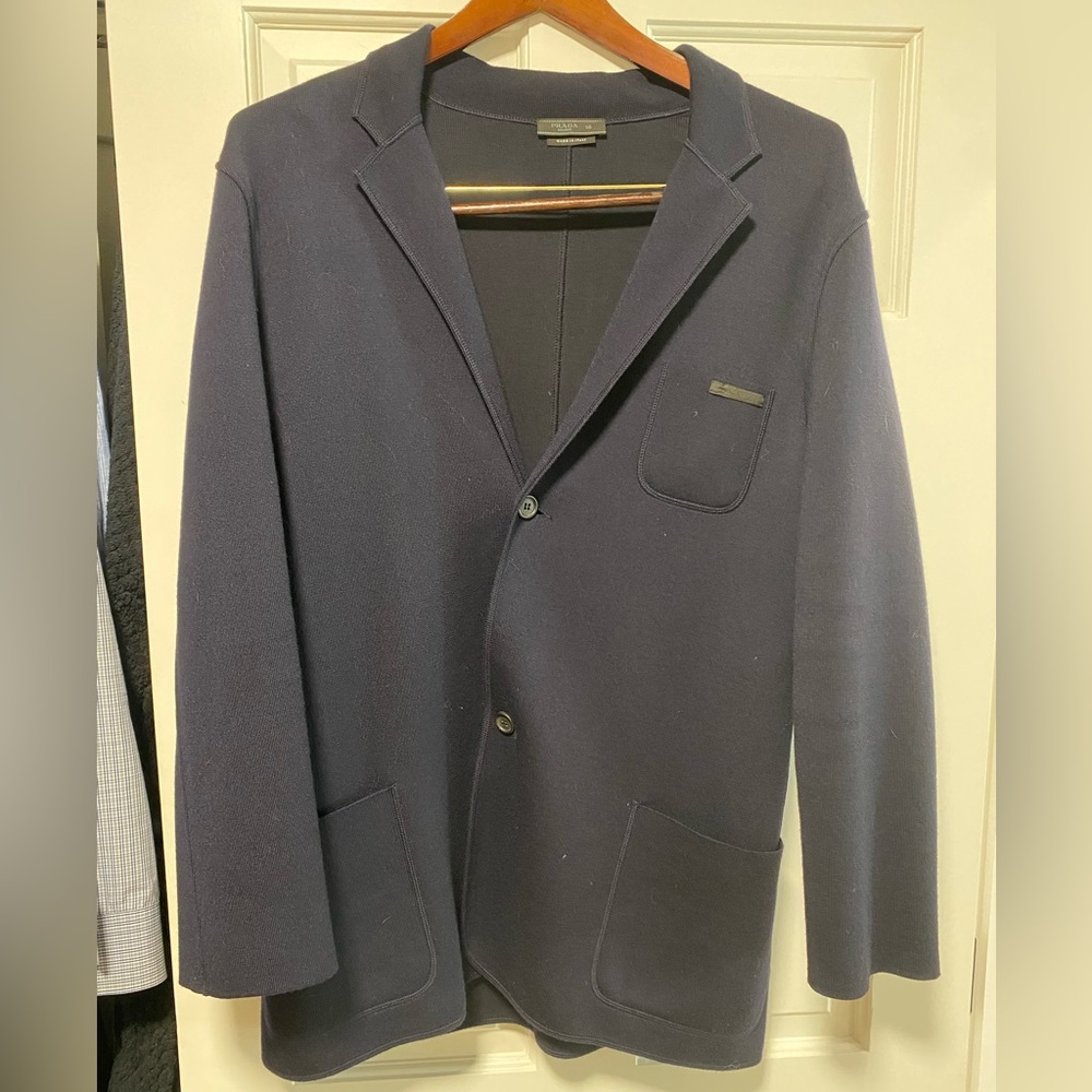 Prada men’s jacket/ sweater/ sports coat/ blazer wool/cotton in navy size 56